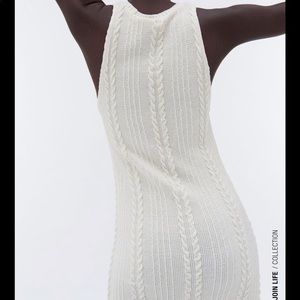 Zara cable knit sleeveless sweater dress. Cream xs